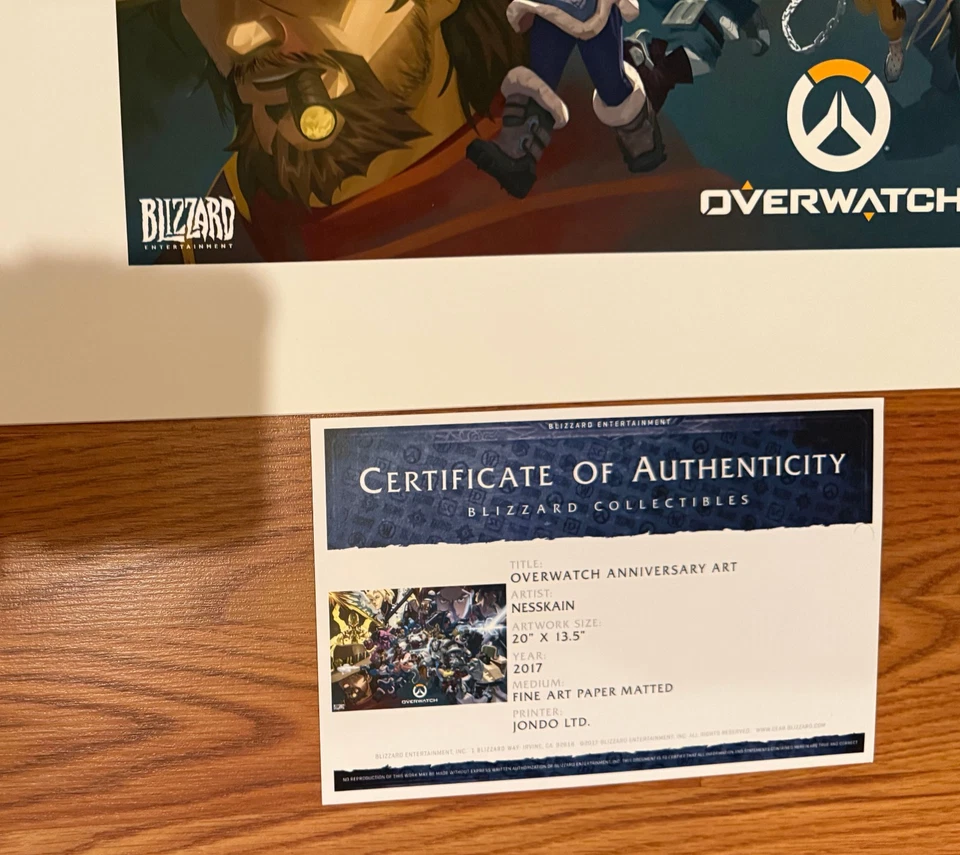 SDCC 2017 Exclusivo Blizzard Overwatch Aniversario Impresión de Arte Clave 20 x 13.5 + Certificado de Autenticidad Foto 2 de 4
