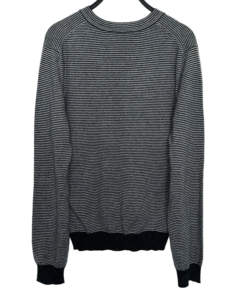 METROPOLITAN VIEW Mens Large 100% Cashmere Pullover Sweater Gray Striped V-Neck - Image 2 of 3