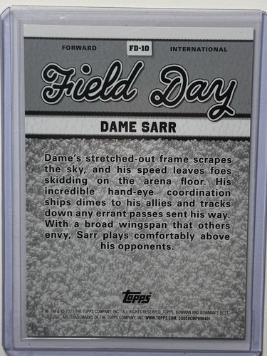 2024-25 Bowman Best U Dame Sarr Field Day Orange Geometric Refractor 21/25 Duke - Picture 2 of 2