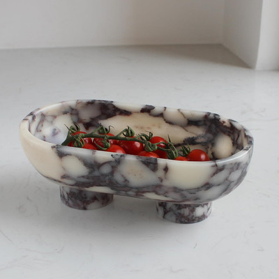 Calacatta Viola Marble Fruit Bowl - 10'' Decorative Kitchen Centerpiece