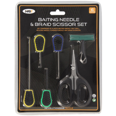 NGT 6-teiliges Ködernadelset Karpfenangeln Tackle Braid Knotenabzieher - Set