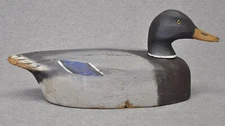 VINTAGE MALLARD DRAKE DUCK DECOY AVE. CONDITION HUNTER'S PAINT, AGE CRACKS, WEAR