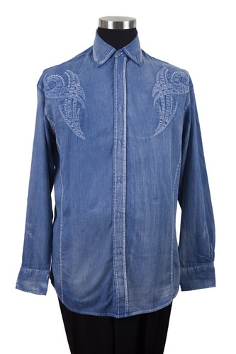 Herren 100% Baumwolle Stickerei Hemden schwarz, marine und braun Design von George SG43 - Bild 11 von 11