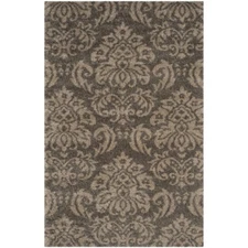 SAFAVIEH Contemporary Damask Floral Plush Shag Area Rug Smoke & Beige Florida