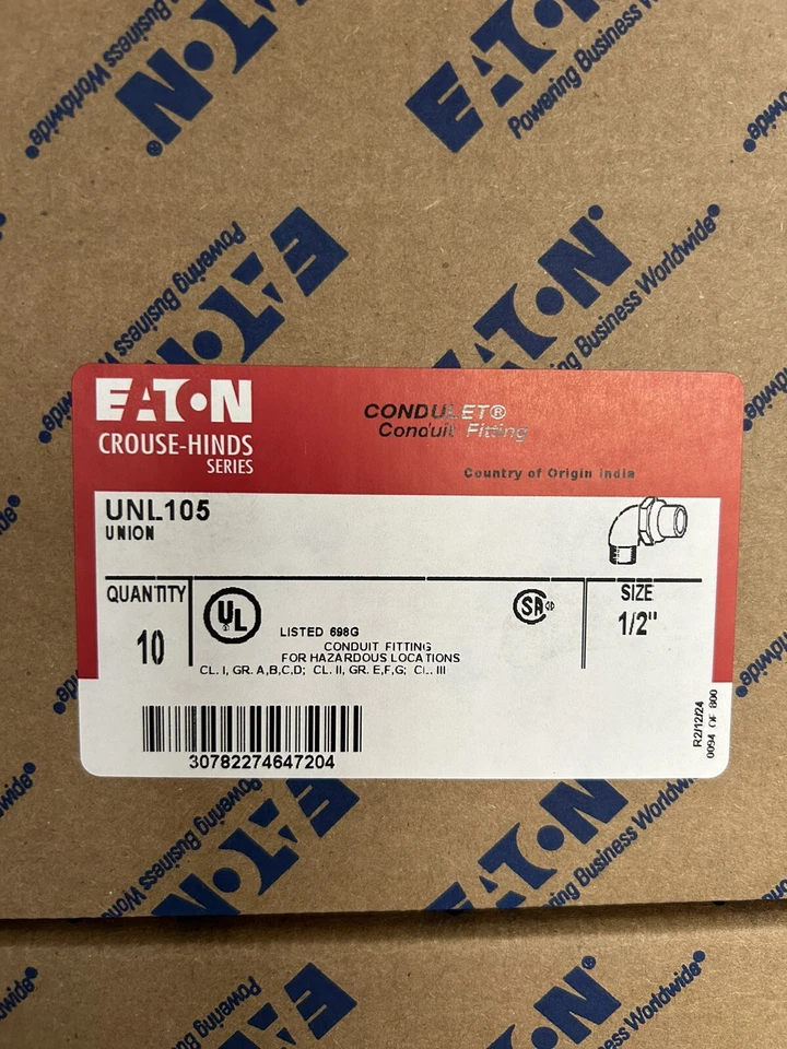 Caixa de 10 UNL105 Crouse-Hinds à prova de explosão 1/2" união de cotovelo de conduíte 90° - Imagem 3 de 3