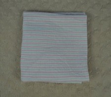 Modern Baby Stripes Baby Receiving Blanket Flannel White Pink Aqua Blue