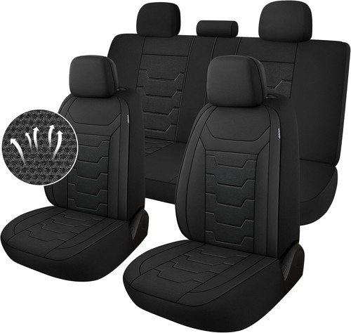 CAROMOP 3D Air Mesh Breathable Car Seat Covers for Sedan Truck SUV (Black)