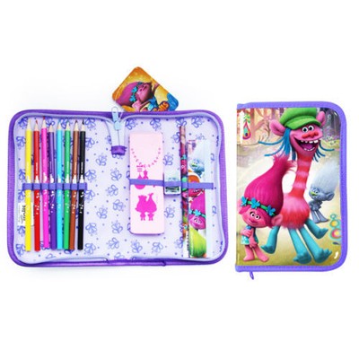 Trolls Single Zip Filled Pencil Case Poppy Gift New Official Licensed Product