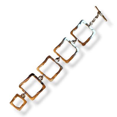 Vintage Silver Tone Costume Jewelry Square Link Toggle Clasp 
