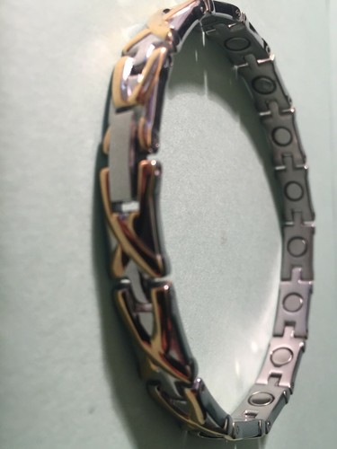 8.5" "SURGICAL STAINLESS STEEL MAGNETIC MAN BRACEELET SLIVER & GOLD (ADJUSTABLE - Picture 145 of 245