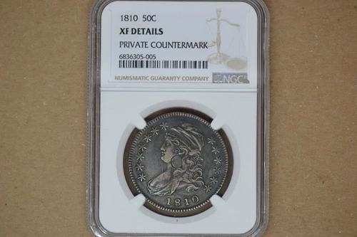 1810 Bust Half Dollar- NGC XF Details. Private Countermark.  Neat original Coin!