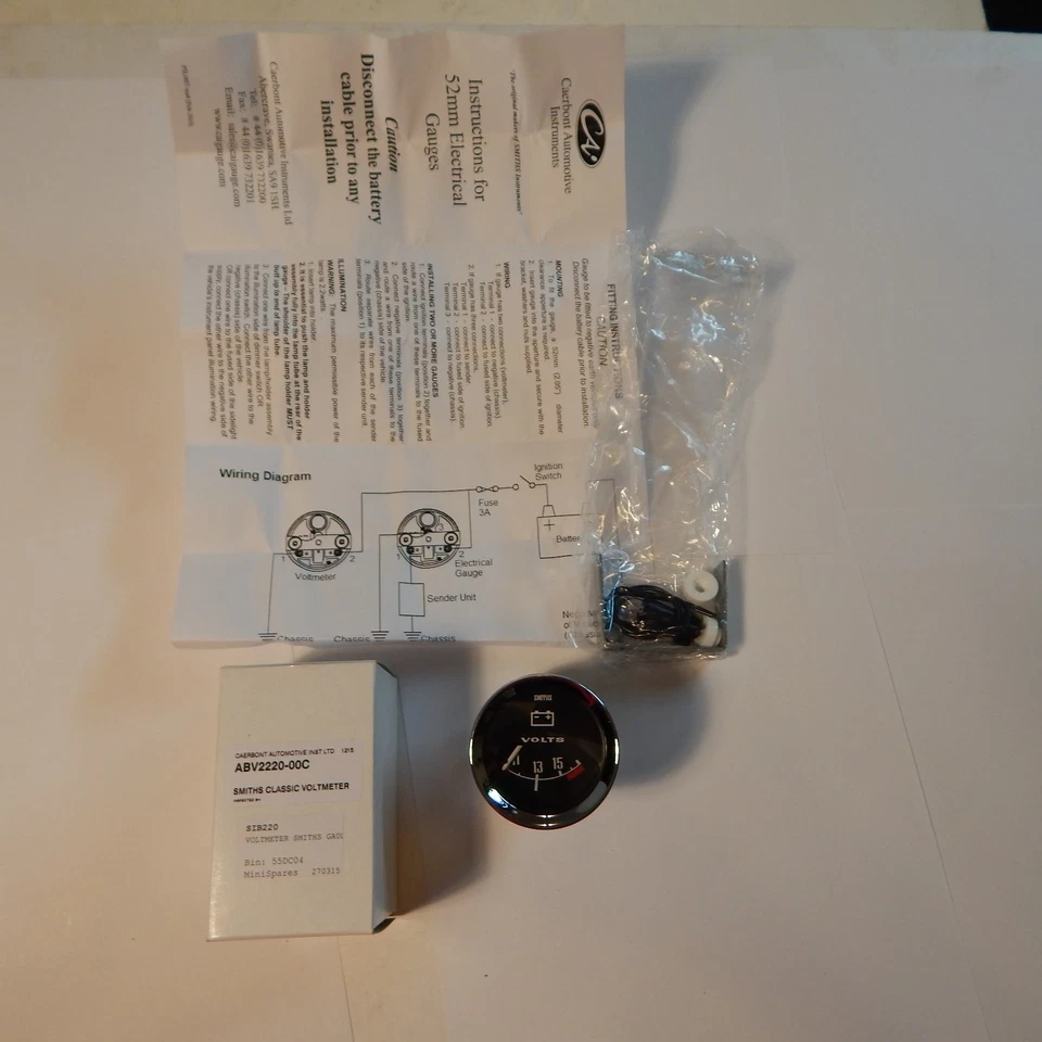 Nuevo medidor de voltaje genuino Smiths Volt Austin Healey 3000 100-6 2" 52MM Foto 2 de 3