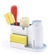 KINGRACK Sink Caddy with Soap Dispenser Pump For Kitchen / Bathroom- White