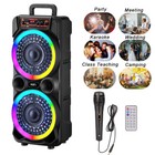 Dual 8" Sub woofer Portable Bluetooth Speaker Wireless Rechargeable Aux/Fm/Tf/Rc