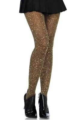 Glitzer Strumpfhose Damen Schwarz Gold 70 DEN Leg Avenue Party Festival - Bild 1 von 4