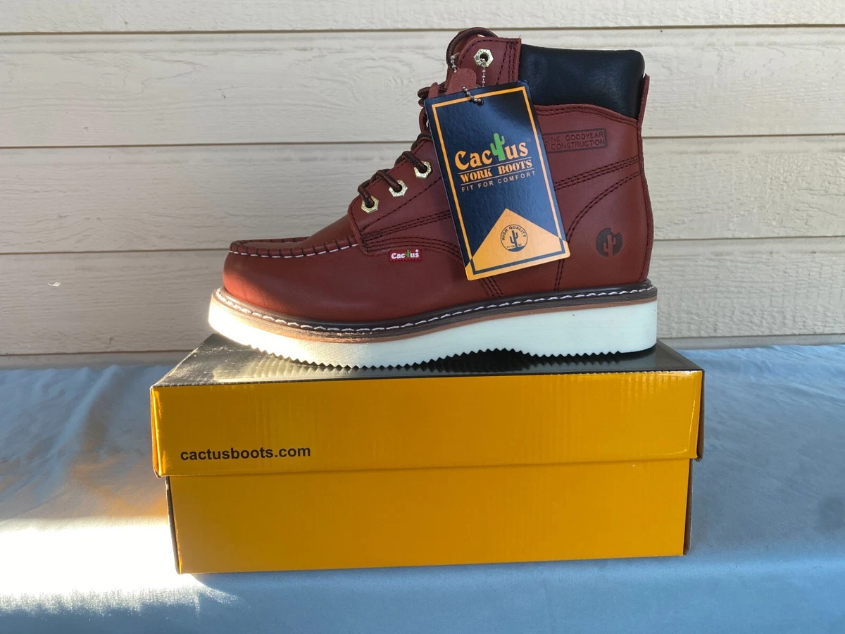Cactus Work Boots Burgandy 6