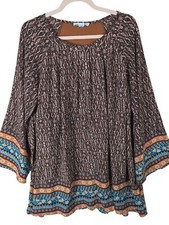 Love Riche Women size M Tunic Shift Dress Bell Sleeves Boho Flowy Cottagecore