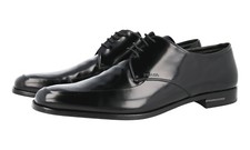 PRADA Polished Derby Dress Suit Shoes Leather Sole Black NEW -  US 11.5 EU 44,5