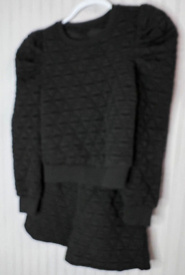 Boutique Womens SET TOP & SKORT M Black Quilted Pullover Matching Skort NEW