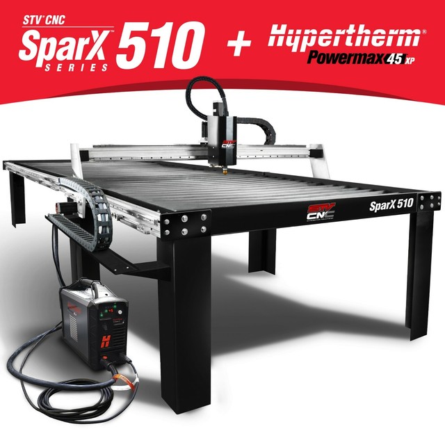 STV CNC 5x10 Plasma Cutting Table with Hypertherm Powermax45 XP Machine