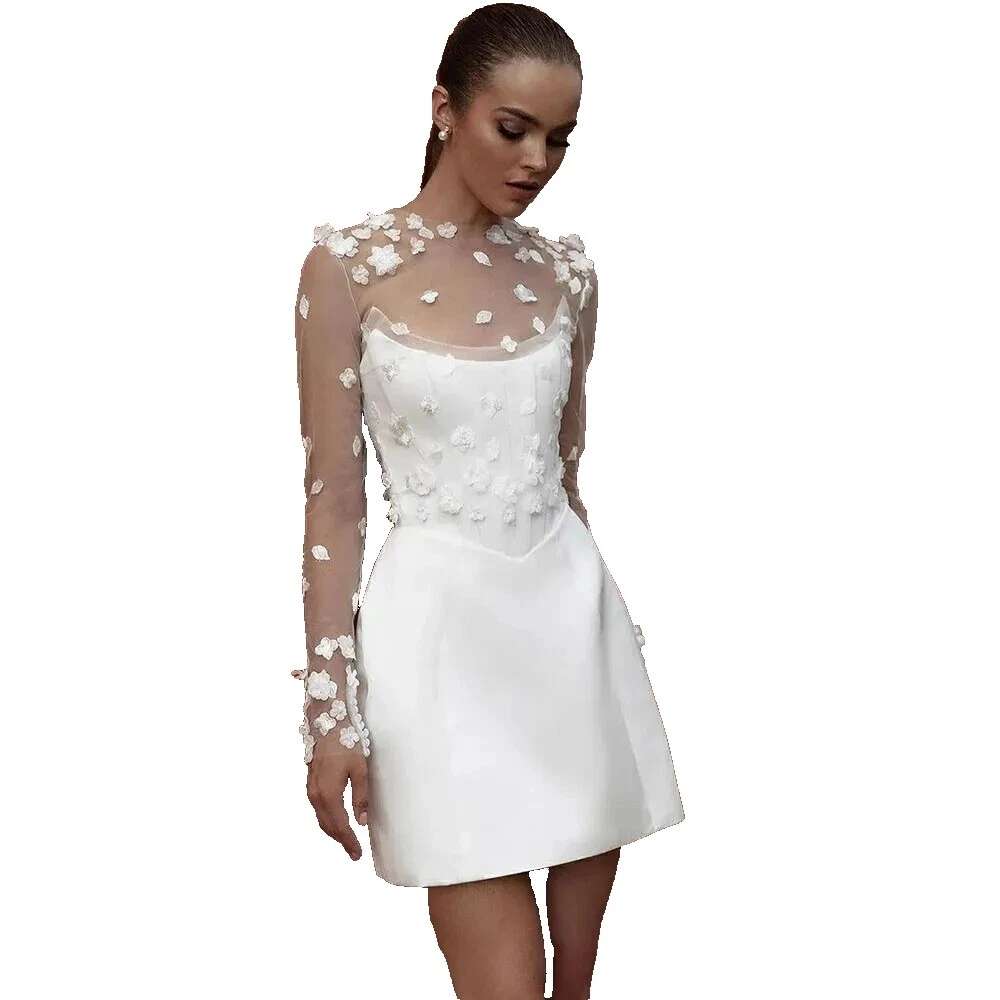 Vestidos de novia de tul Corto Con Volados