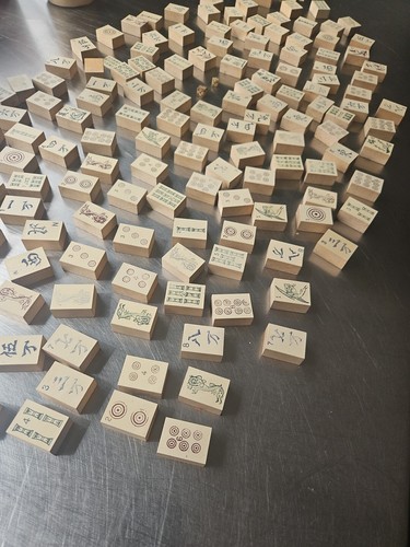 Mah Jong Vintage Wooden Pieces 142 Tiles - Picture 18 of 24