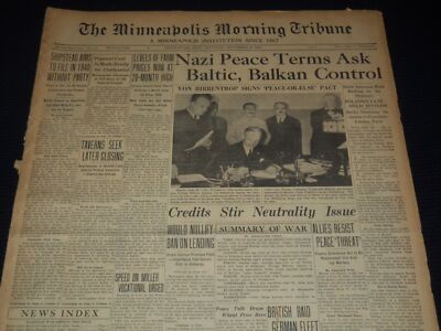 1939 SEPT 30 MINNEAPOLIS MORNING TRIBUNE - NAZIS PEACE TERMS ASK BALTIC- NT 9546