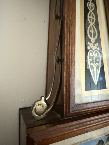 Antike New Haven Banjo Uhr umgekehrt bemaltes Glas von Mt Vernon komplett restauriert - Bild 4 von 13