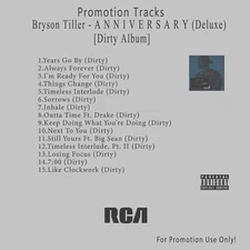 R&B/Soul.. White CD. Bryson Tiller - ANNIVERSARY (Deluxe) [Dirty Album]