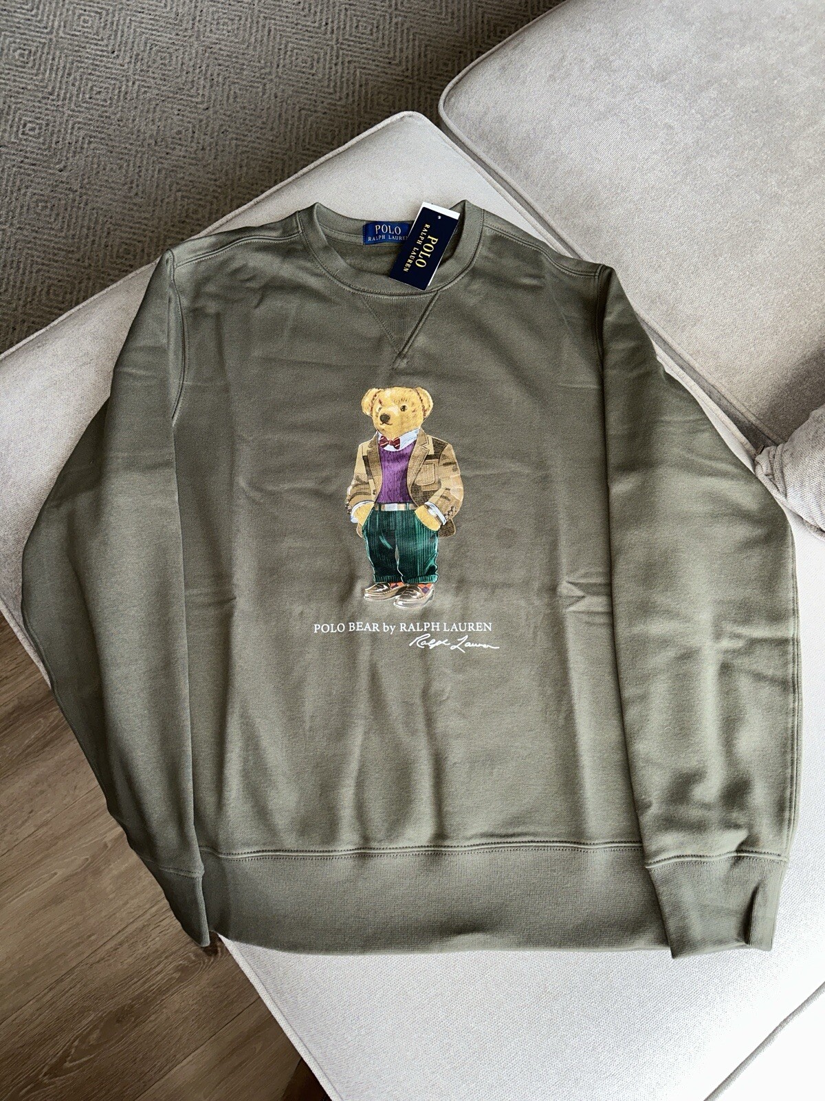 Polo Ralph Lauren Polo Bear & Big Pony Felpa in Pile M Medium Oliva Uomo