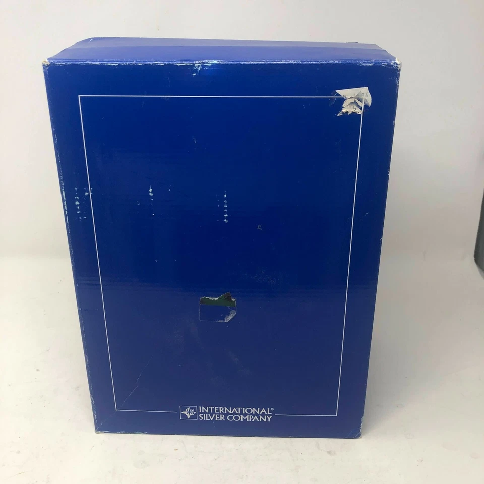 International Silver Company - Juego de 3 candelabros y cuenco azules de cristal vintage de colección Foto 3 de 3