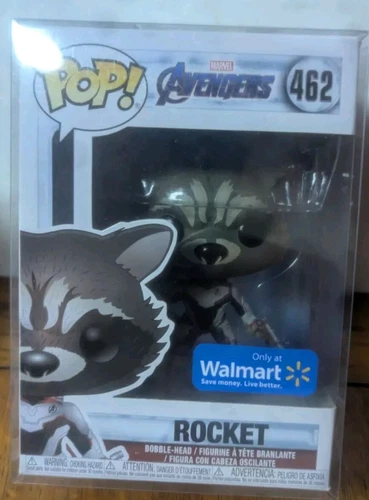 Funko POP! Marvel Avengers: Rocket #462 exclusivo de Walmart con protector de caja.Guerras