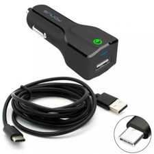 24W FAST CAR DC ADAPTER 6FT LONG TYPE-C TURBO CHARGER USB CABLE for USB-C PHONES