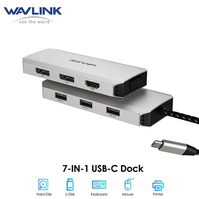 7in1 USB-C Universal Quad Display 4K@144Hz Docking Station DisplayPort HDMI VGA