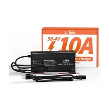 LiTime Lithium Battery Charger 58.4V 10A LiFePO4 Battery Charger with 0V Smar...