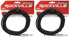 2 Rockville RCTT1610 10' 16 AWG 1/4" TS to 1/4" TS Pro Speaker Cable 100% Copper