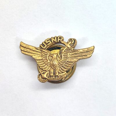 Vintage USNR US Naval Reserve Navy Eagle Anchor Screw Back Pin Lapel Enamel