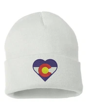 CUSTOM Embroidered Colorado Flag State Beanie Hat shirt Denver Skully Heart 