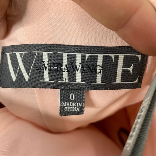Abito bianco Vera Wang 3D floreale senza spalline rosa succurciato con volant festa cocktail taglia 0 - Foto 4 di 6