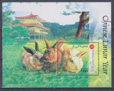 Timbres sur les Lapins - Feuillet de timbres de Somalie - TBE