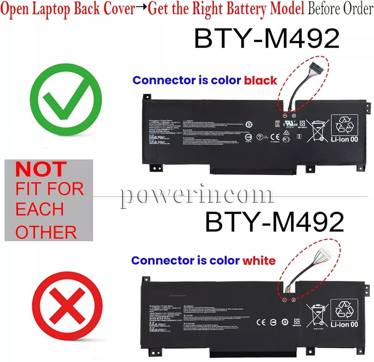 Batteria MSI BTY-M492 11.4V 53.5Wh Per Katana GF66 Pulse GL66 GL76 Bravo 15 - Nuova OEM
