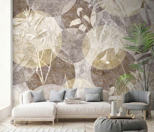 Papel pintado círculos hojas fotomural floral Guido Maria Kretschmer beige - Imagen 5 de 8