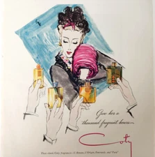 Coty Fragrance Emeraude L'Aimant L'Origan Paris Vintage 1943 Ad Magazine Print