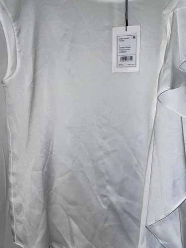 MSRP $315 Theory Women's Keyhole Ruffle Tank Top Size Large (DEFECTS) - Picture 3 of 4
