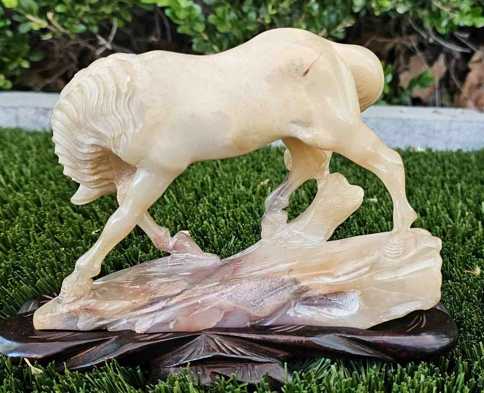 Estatuilla de caballo semental salvaje chino de colección tallada piedra dura soporte personalizado #2 Foto 3 de 4