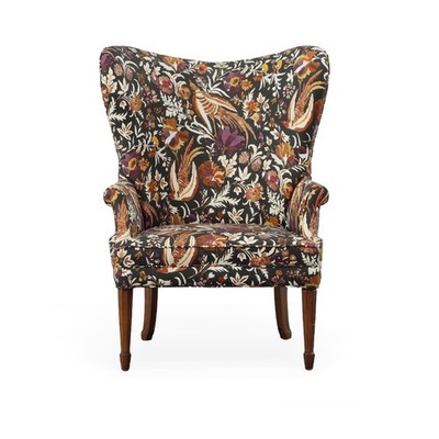 Century Furniture Santa Rosa Wingback Chair Bold Botanical Bird Print ...