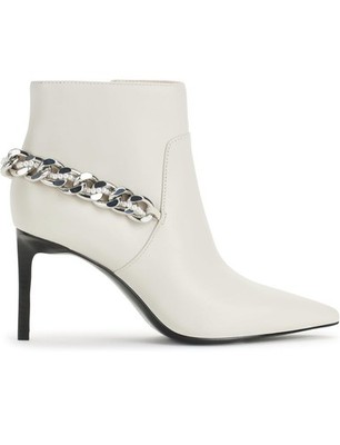 Karl Lagerfeld Paris Women's Sambra Chain Ankle Bootie Boot, Soft White, Size 10