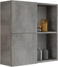 Atena Pensile Doppio 2 Ante Con Vani a Giorno, Grigio Cemento, L.71 X P.22 X H71