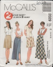 McCall's 2029 Easy 2 Hour Side Slit or Bias Skirt Pattern Size 14 16 18 Uncut