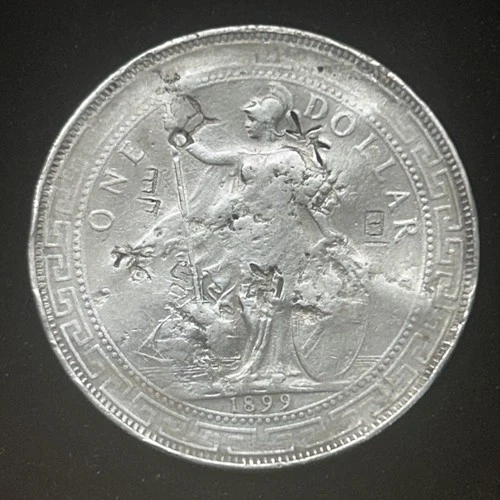 1899 Great Britain Silver Trade Dollar Coin British UK - With Chop Marks